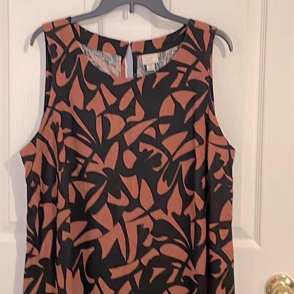 A New Day Linen Blend Sleeveless Printed Shift Dress Size Xxl